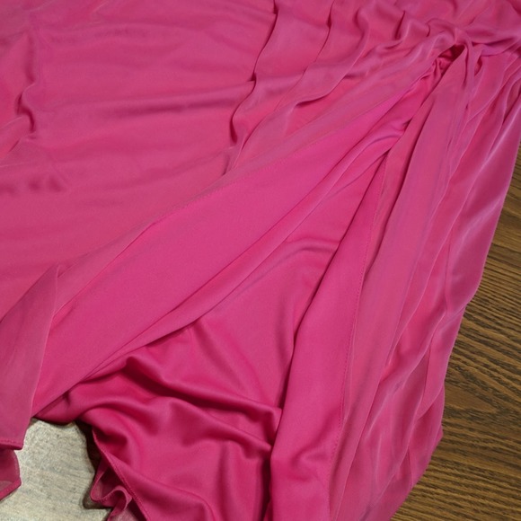 David's Bridal Long One Shoulder Lace Dress Begonia Pink Size 8 NEW - Picture 7 of 8